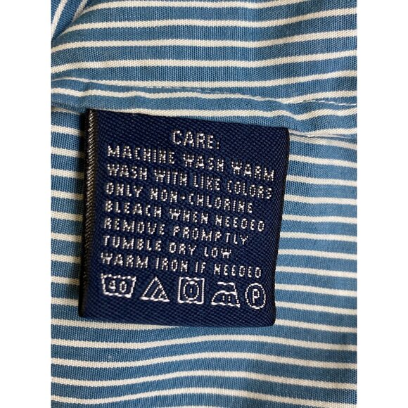 Ralph Lauren Sport Blue & White Striped Button-Up Shirt Size 4 Preppy Ruffle Top - Picture 3 of 5